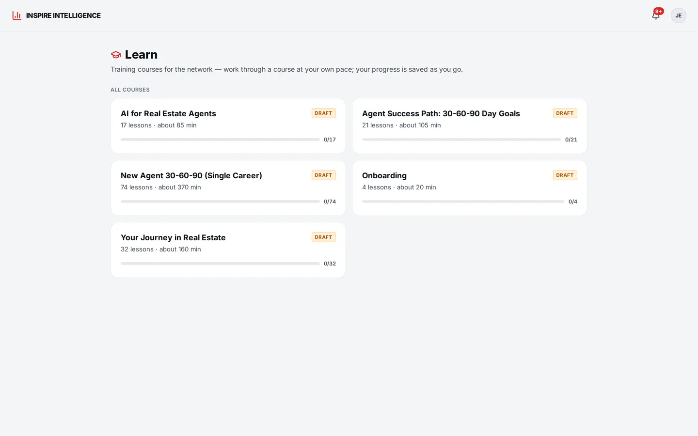 Learn — courses and lessons behind single sign-on