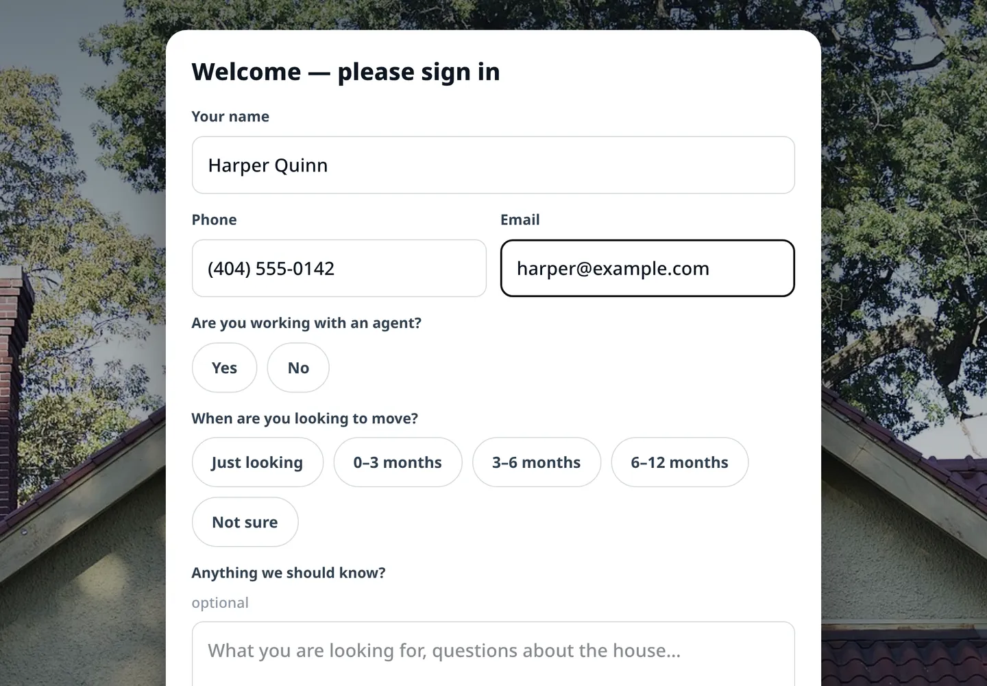 Sign-in on the iPad — name, phone, email, consent; queues offline