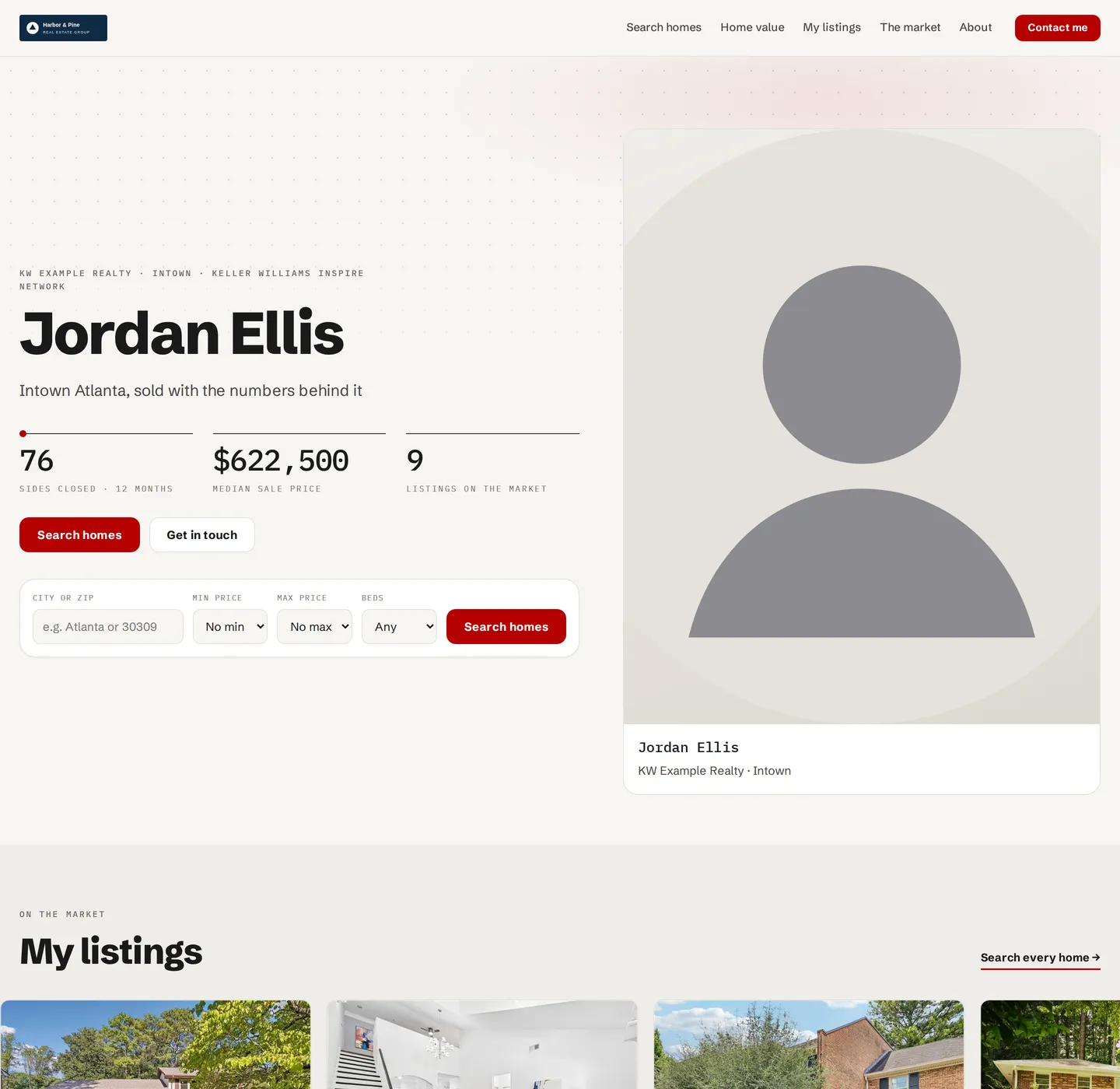 Every agent’s basic page — info, listings, solds — included
