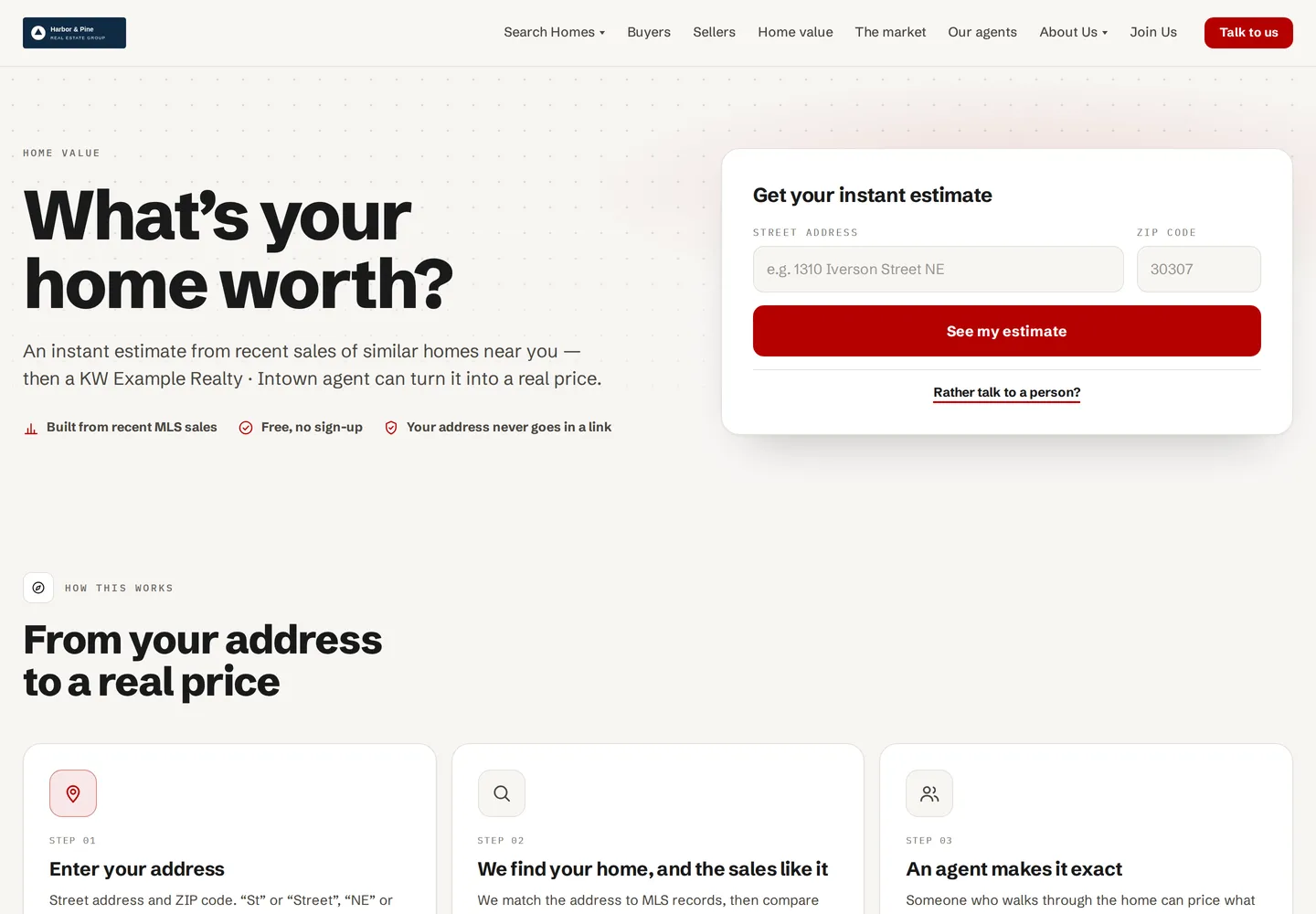 Home value — the matched home, an honest range and how we got there