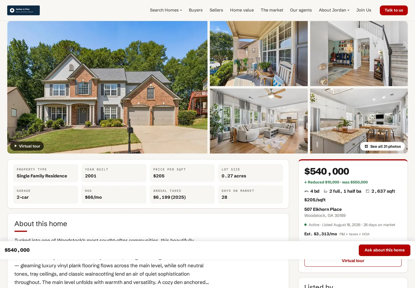 Listing detail — the office’s own agent named on the listing