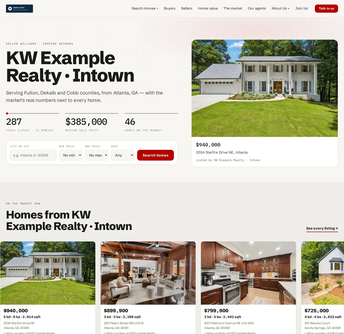 Market Center website with IDX search on the group’s feeds