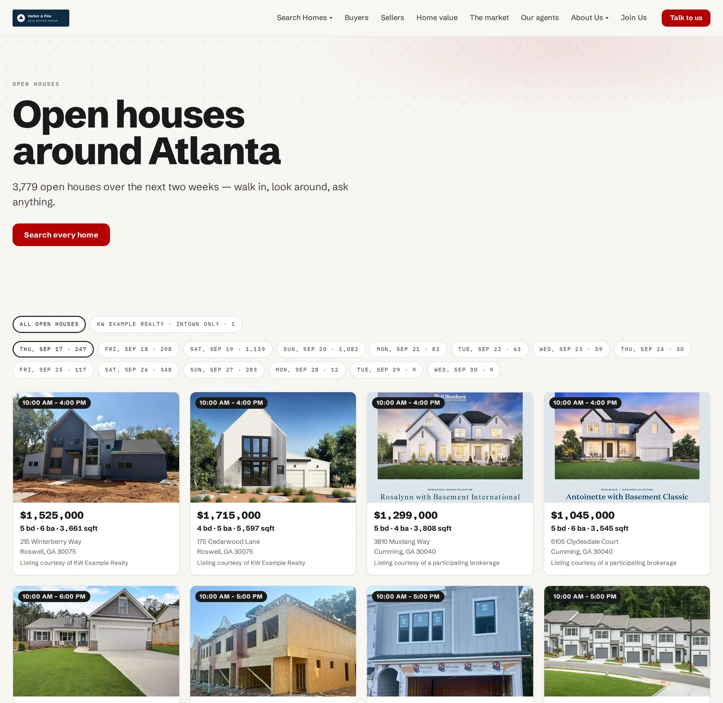 Open houses on the office site, from the feed itself